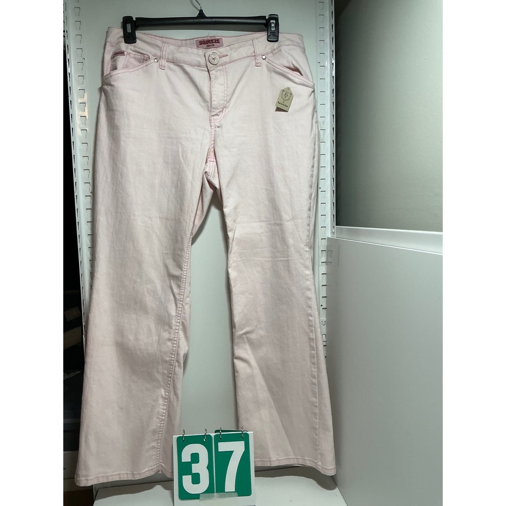 Squeeze Jeans Womens 16W Light Pink Flare Leg Stretch Denim Pants Pastel Y2K